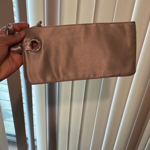 Silver Satin Wristlet Clutch